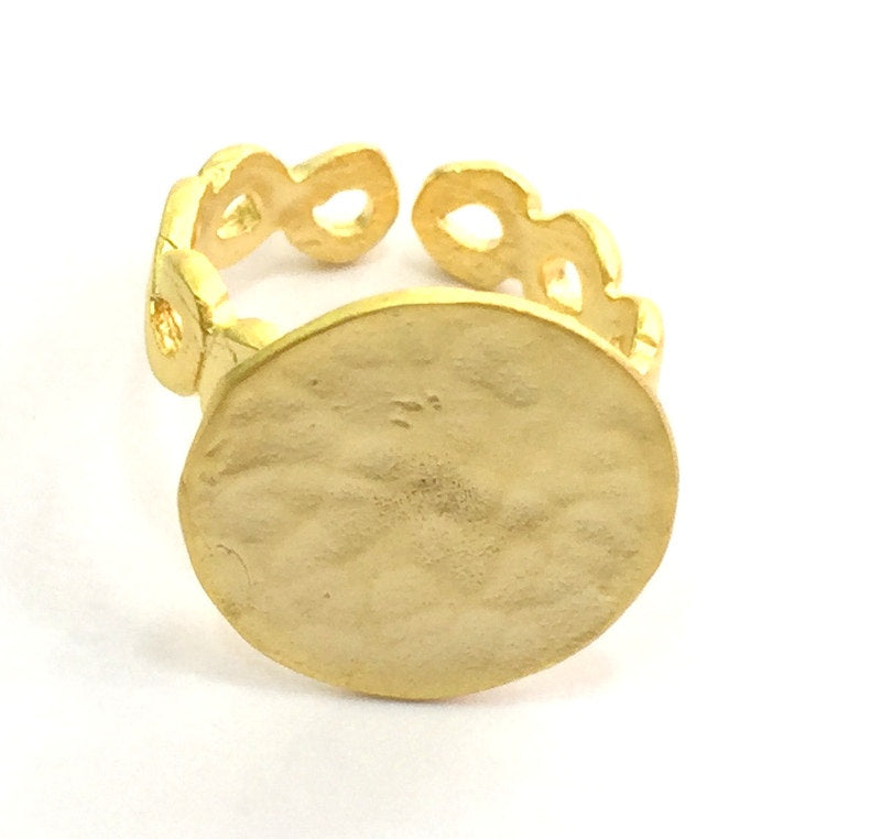 Adjustable Ring Blank, (15mm blank )  Gold Plated Brass G5748