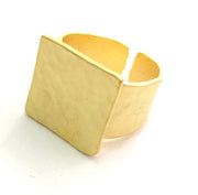 Adjustable Ring Blank, (16mm square blank )  Gold Plated Brass G5750