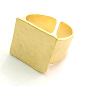 Adjustable Ring Blank, (16mm square blank )  Gold Plated Brass G5750
