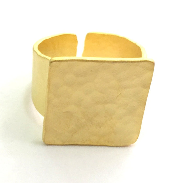 Adjustable Ring Blank, (16mm square blank )  Gold Plated Brass G5750