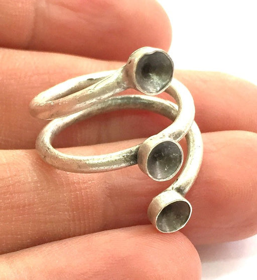Adjustable Ring Blank, (5mm blank ) Antique Silver Plated Brass G5751