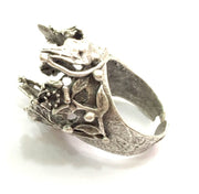 Adjustable Ring Blank, (16mm blank ) Antique Silver Plated Brass G5752