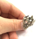 Adjustable Ring Blank, (20mm blank ) Antique Silver Plated Brass G5754