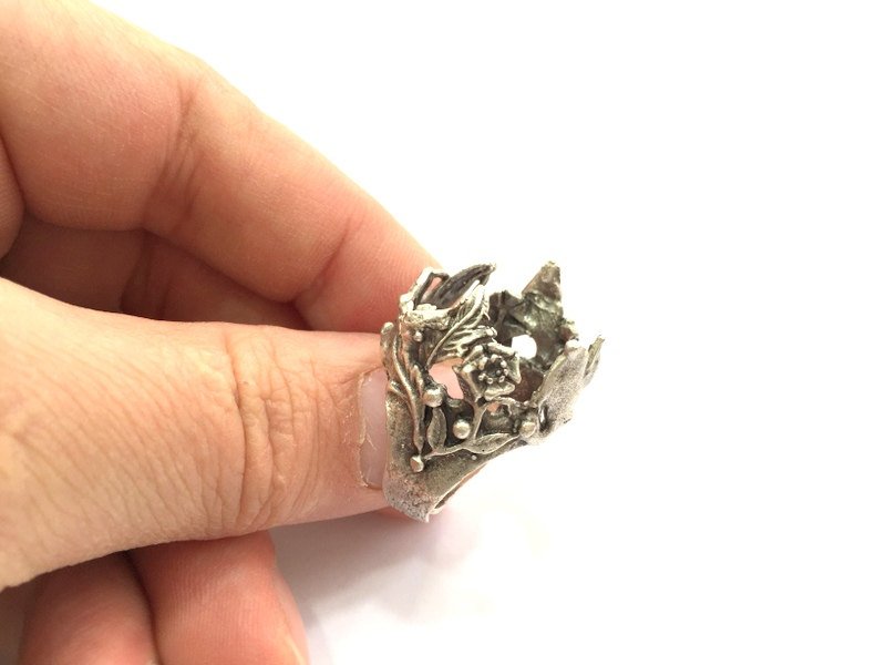 Adjustable Ring Blank, (20mm blank ) Antique Silver Plated Brass G5754