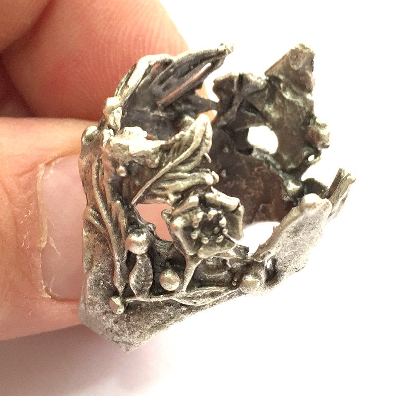 Adjustable Ring Blank, (20mm blank ) Antique Silver Plated Brass G5754