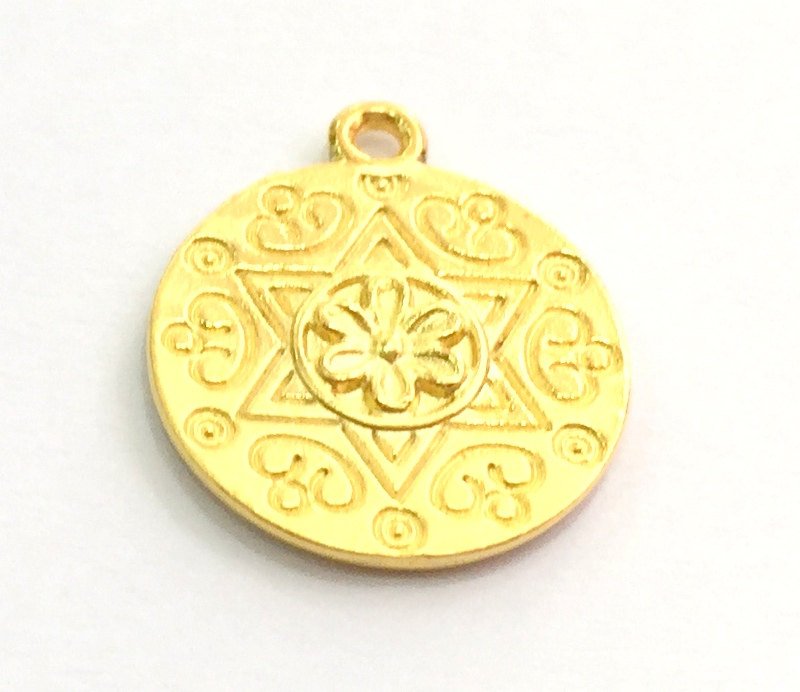 2 Gold Plated Flower Charms,  2 Pcs (15mm)  G5757