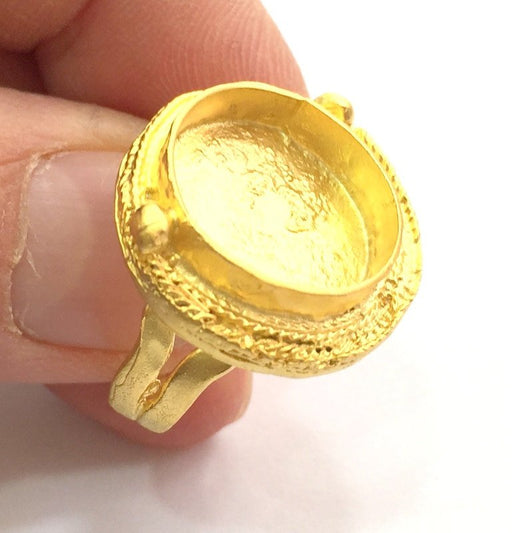Adjustable Ring Blank, (16mm blank )  Gold Plated Brass G5758