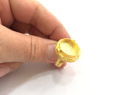 Adjustable Ring Blank, (16mm blank )  Gold Plated Brass G5758