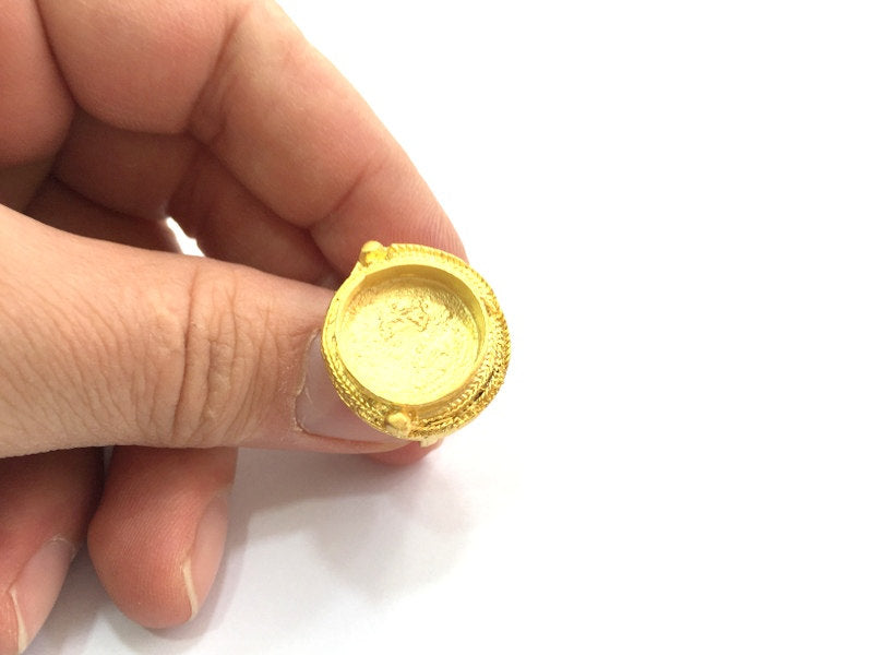 Adjustable Ring Blank, (16mm blank )  Gold Plated Brass G5758