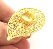 Gold Ring Settings Ring Blank Ring Bezel Base Cabochon Mountings Adjustable  (10mm blank )  Gold Plated Brass G5761