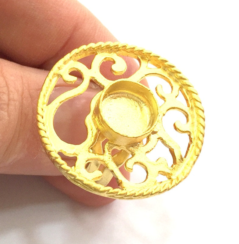 Adjustable Ring Blank, (10mm blank )  Gold Plated Brass G5762