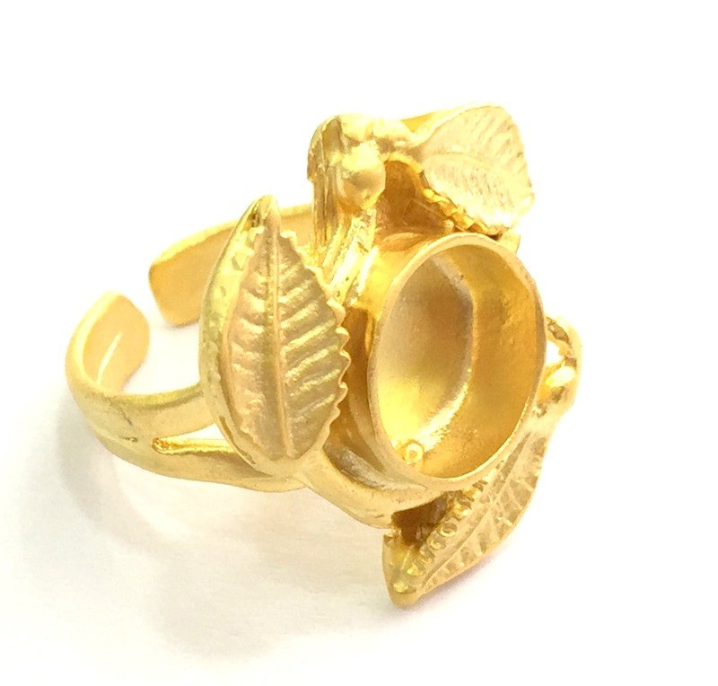 Adjustable Ring Blank, (10mm blank )  Gold Plated Brass G5763