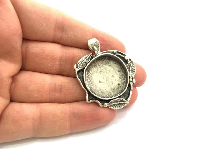 Antique Silver Plated Brass Pendant Blanks  Mountings , (25 mm blank) G5766