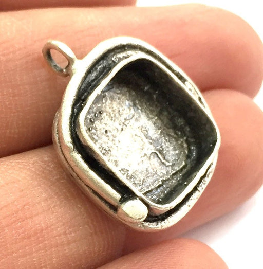 Antique Silver Plated Brass Pendant Blanks  Mountings , (16 mm blank) G9841