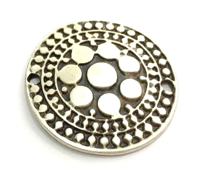 2 Pcs Antique Silver Pendants (27mm) Antique Silver Plated Metal  G5774