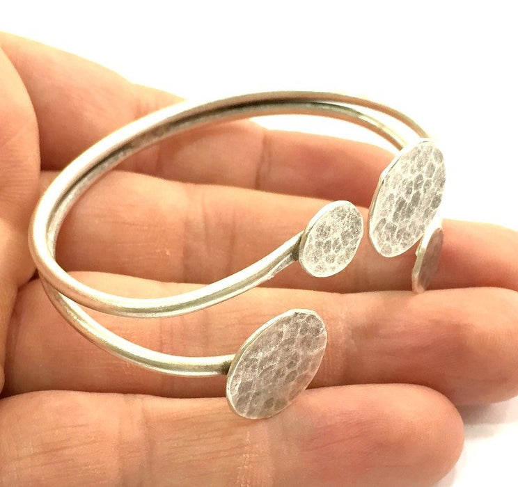 Adjustable Bracelet Blank Findings (16mm and 10mm Blank) , Antique Silver Plated Brass G9634