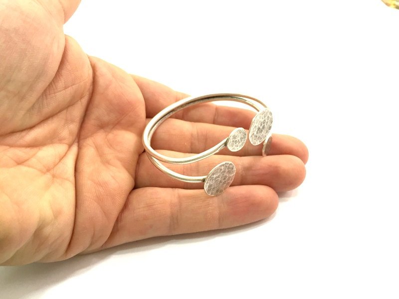 Adjustable Bracelet Blank Findings (16mm and 10mm Blank) , Antique Silver Plated Brass G9634