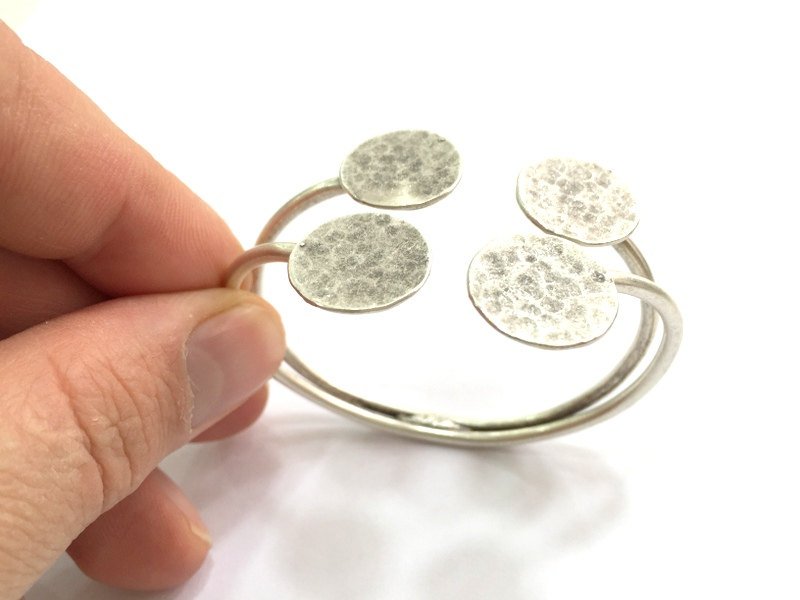 Adjustable Bracelet Blank Findings (16mm  Blank) , Antique Silver Plated Brass G5780