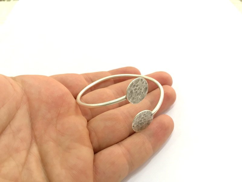 Adjustable Bracelet Blank Findings (16mm  Blank) , Antique Silver Plated Brass G5782