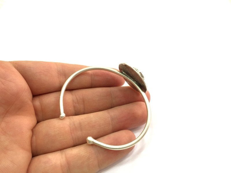 Adjustable Bracelet Blank Findings (10mm  Blank) , Antique Silver Plated Brass G5783