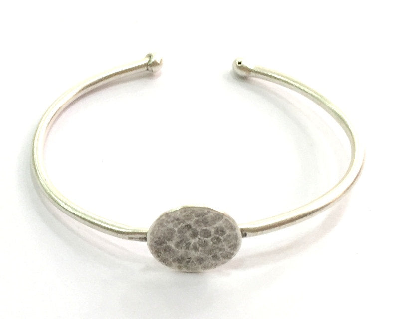 10 Adjustable Bracelet Blank Findings (16mm  Blank) , Antique Silver Plated Brass G5785