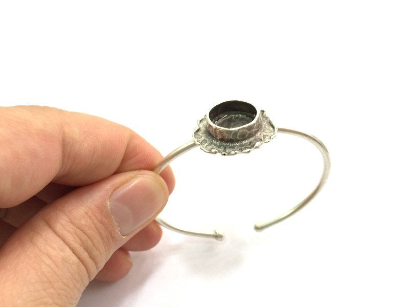 Adjustable Bracelet Blank Findings (14mm  Blank) , Antique Silver Plated Brass G5784