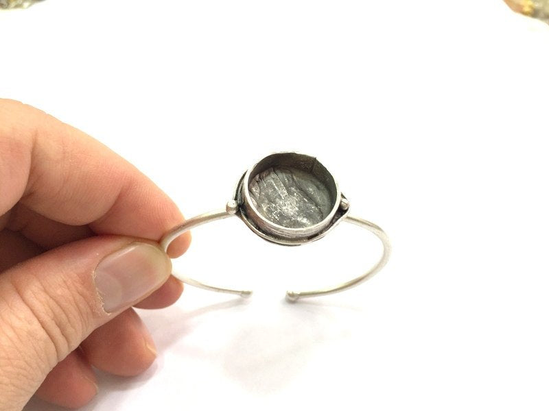 Adjustable Bracelet Blank Findings (20mm  Blank) , Antique Silver Plated Brass G9199