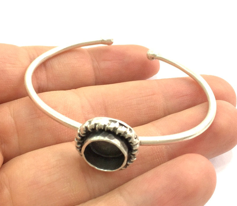 Adjustable Bracelet Blank Findings (10mm  Blank) , Antique Silver Plated Brass G5788