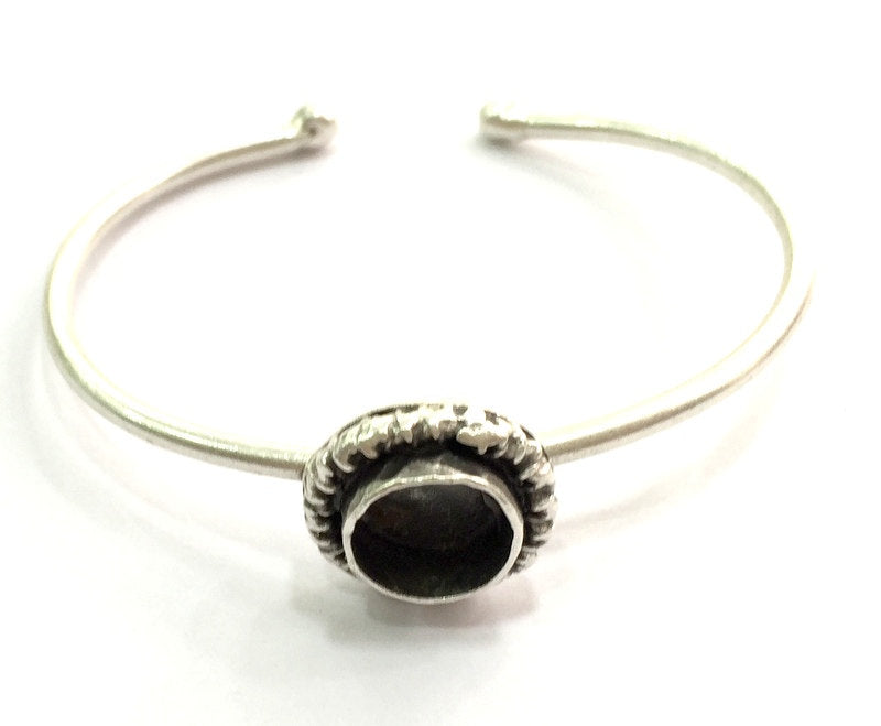 Adjustable Bracelet Blank Findings (10mm  Blank) , Antique Silver Plated Brass G5788