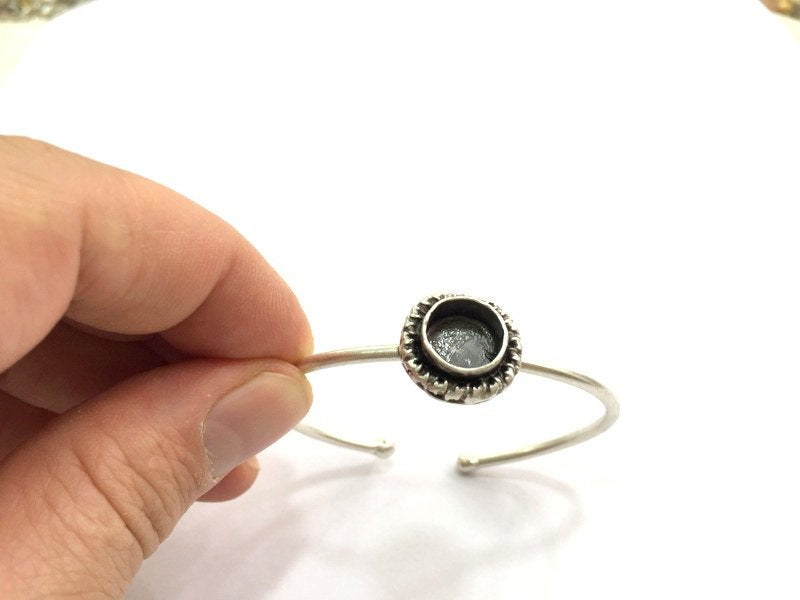 Adjustable Bracelet Blank Findings (10mm  Blank) , Antique Silver Plated Brass G5788