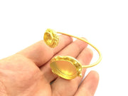 Adjustable Bracelet Blank Findings (12mm and 25x18mm drop Blank) , Gold  Plated Brass G5800