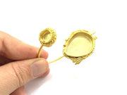 Adjustable Bracelet Blank Findings (12mm and 25x18mm drop Blank) , Gold  Plated Brass G5800