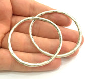 10 Silver Circle Pendant Antique Silver Plated Round  Connector ,Findings  (50 mm) G9775