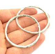 10 Silver Circle Pendant Antique Silver Plated Round  Connector ,Findings  (50 mm) G9775