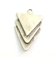 Antique Silver Triangle Pendants (48x30mm) Antique Silver Plated Metal  G9432