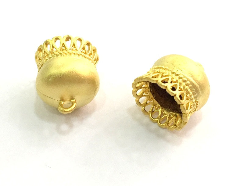 2 Cone Findings Gold Plated Brass Cone Findings (15x12mm) G5812