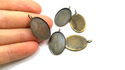 5 Pcs. Antique Bronze Plated Brass  Mountings , Blanks (25x18 mm blank) G5819