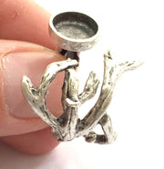 Adjustable Ring Blank, (10mm blank ) Antique Silver Plated Brass G9842