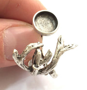 Adjustable Ring Blank, (10mm blank ) Antique Silver Plated Brass G9842