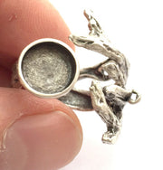 Adjustable Ring Blank, (10mm blank ) Antique Silver Plated Brass G9842