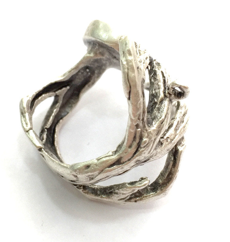 Adjustable Ring Blank, (10mm blank ) Antique Silver Plated Brass G9842