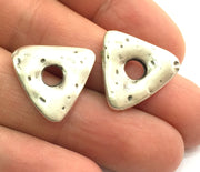 5 Triangle Charms Silver Charms  (20mm) Antique Silver Plated Metal  G5822