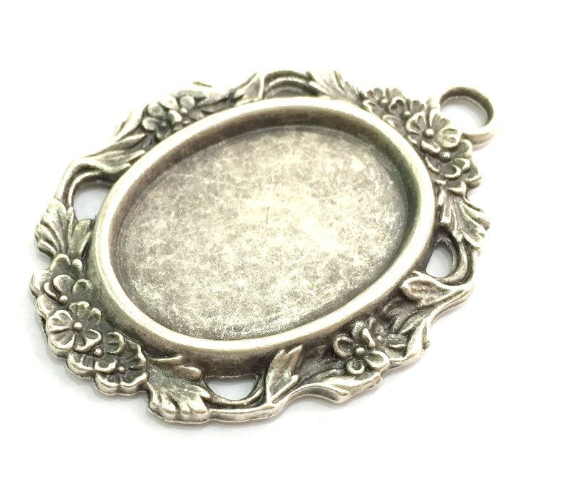Antique Silver Plated Blank 65x45mm, Mountings  (37x27mm Blank)  G9445