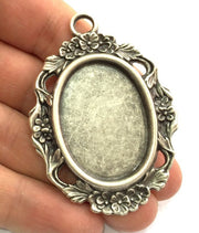Antique Silver Plated Blank 65x45mm, Mountings  (37x27mm Blank)  G9445