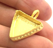 Gold Pendant Blank Base Setting Necklace Blank Mountings Rose Gold Plated Brass    (20x20x20 mm triangle blank) G5828