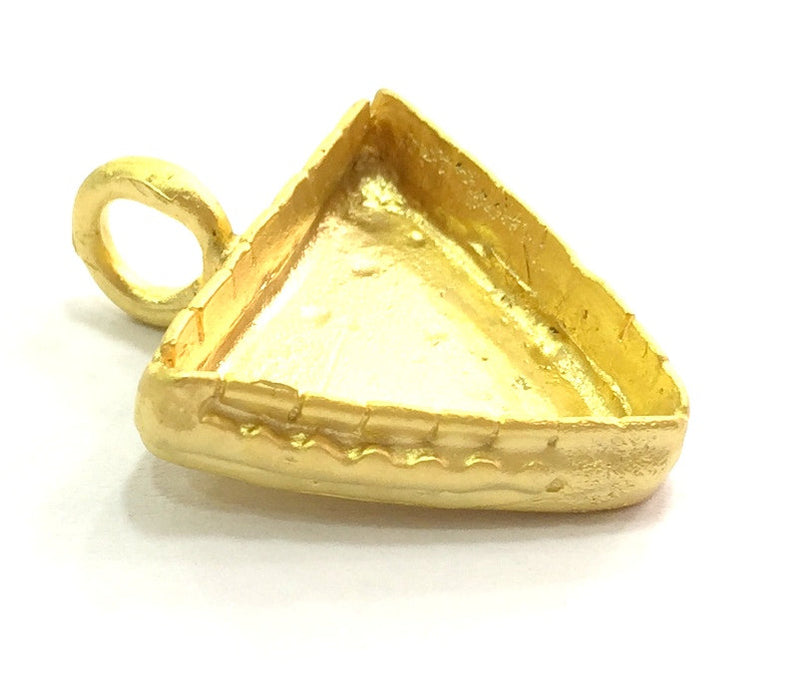 Gold Pendant Blank Base Setting Necklace Blank Mountings Rose Gold Plated Brass    (20x20x20 mm triangle blank) G5828