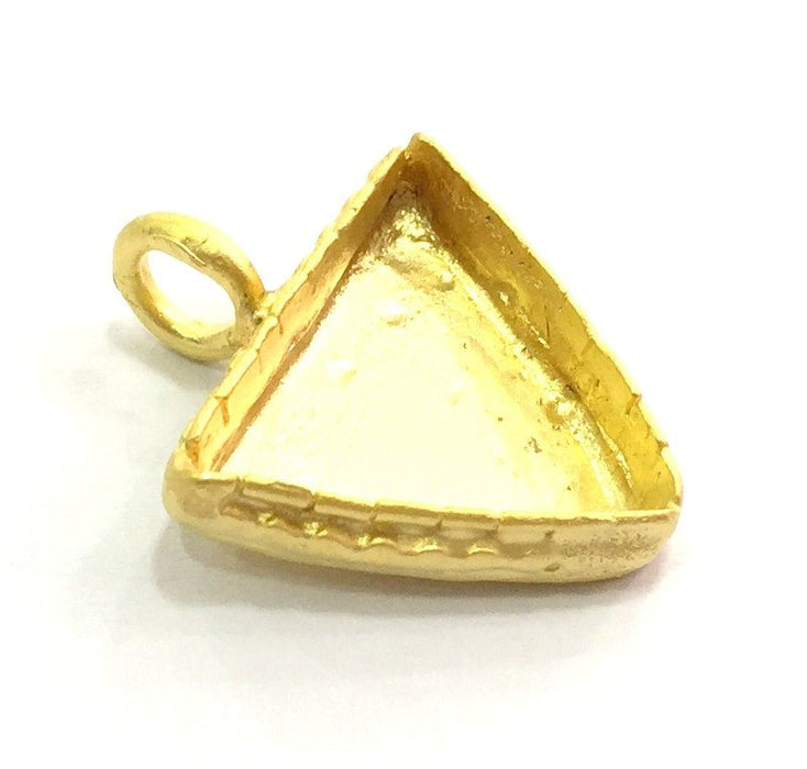 Gold Pendant Blank Base Setting Necklace Blank Mountings Rose Gold Plated Brass    (20x20x20 mm triangle blank) G5828