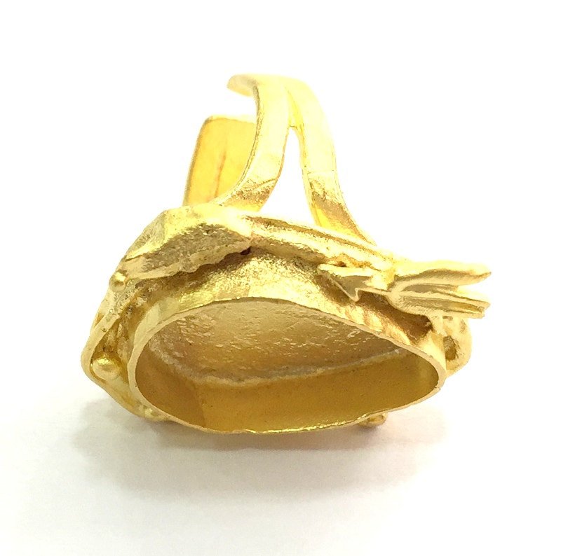 Adjustable Ring Blank, (20x15mm drop blank )  Gold Plated Brass G5380