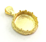 Gold Pendant Blank Base Setting Necklace Blank Mountings Gold Plated Brass    (20mm blank) G5833