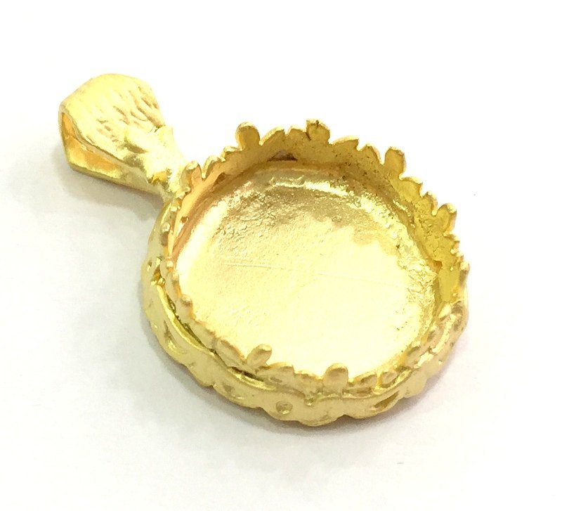 Gold Pendant Blank Base Setting Necklace Blank Mountings Gold Plated Brass    (20mm blank) G5833